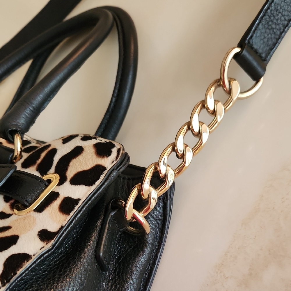Michael Kors Leopard Print Satchel with Black Details - Picture 11 of 16